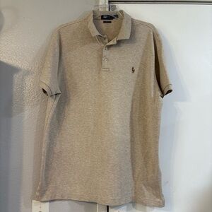 Polo Ralph Lauren Cotton Polo Shirt Tan Oatmeal Custom Slim Fit XL Pony